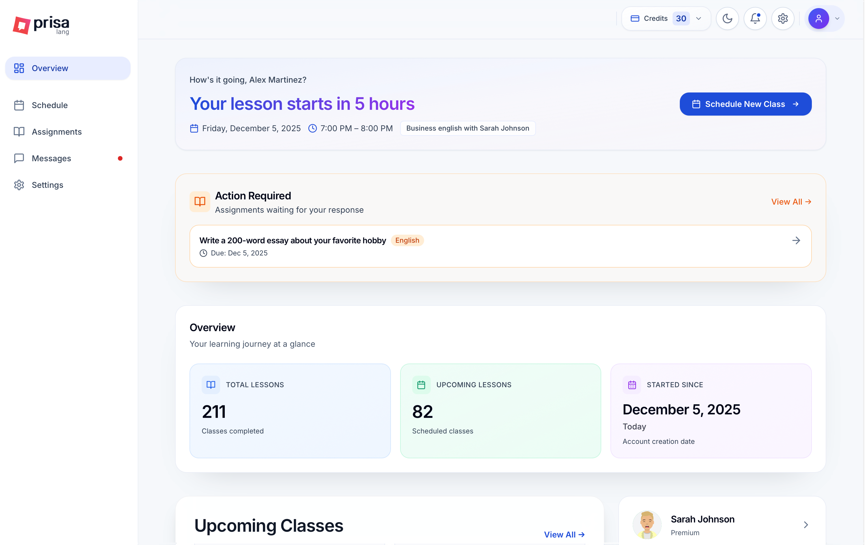 PrisaLang Student Portal - Web Dashboard